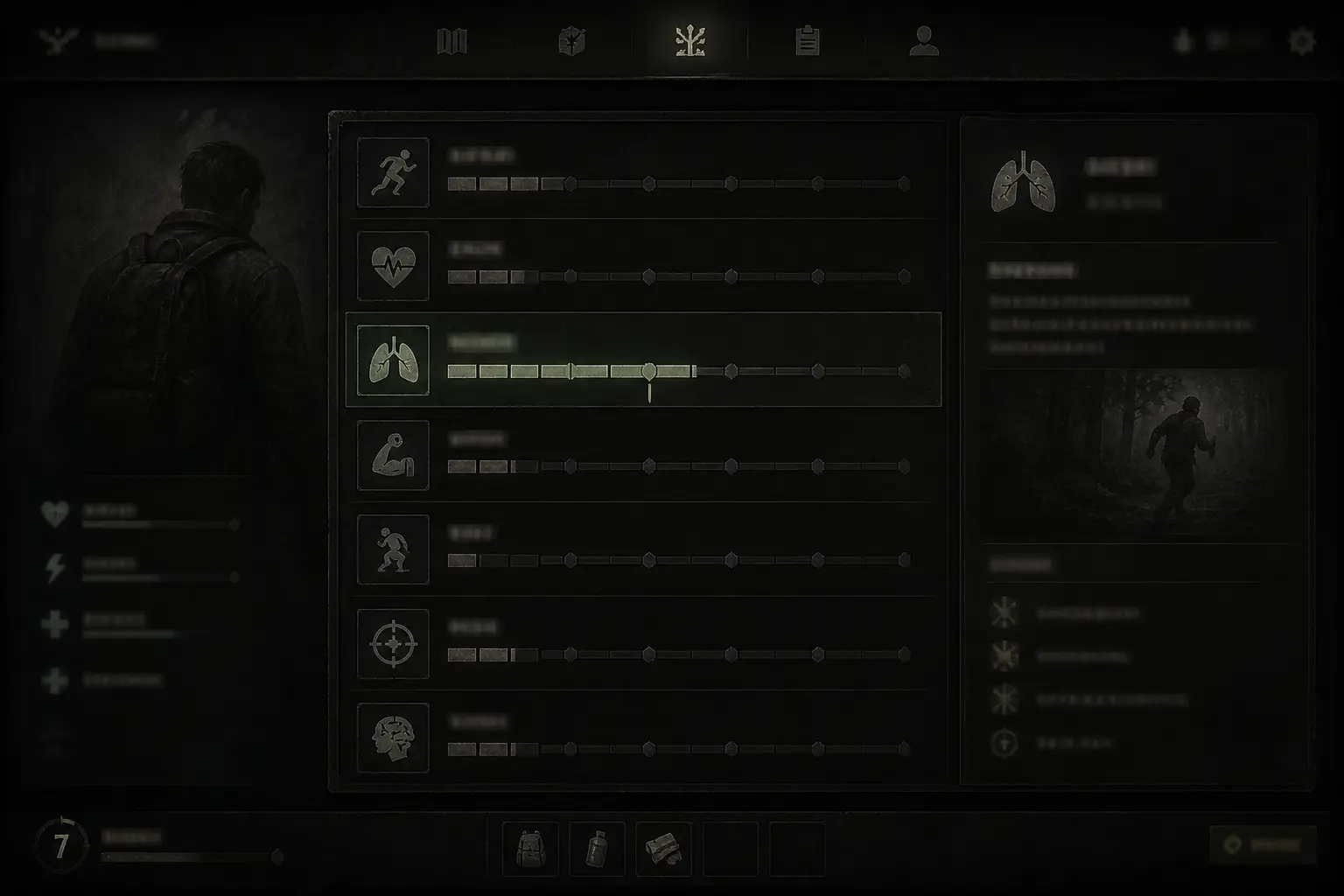 Панель навыков (Skills) с прицеливанием (Aiming) в Project Zomboid
