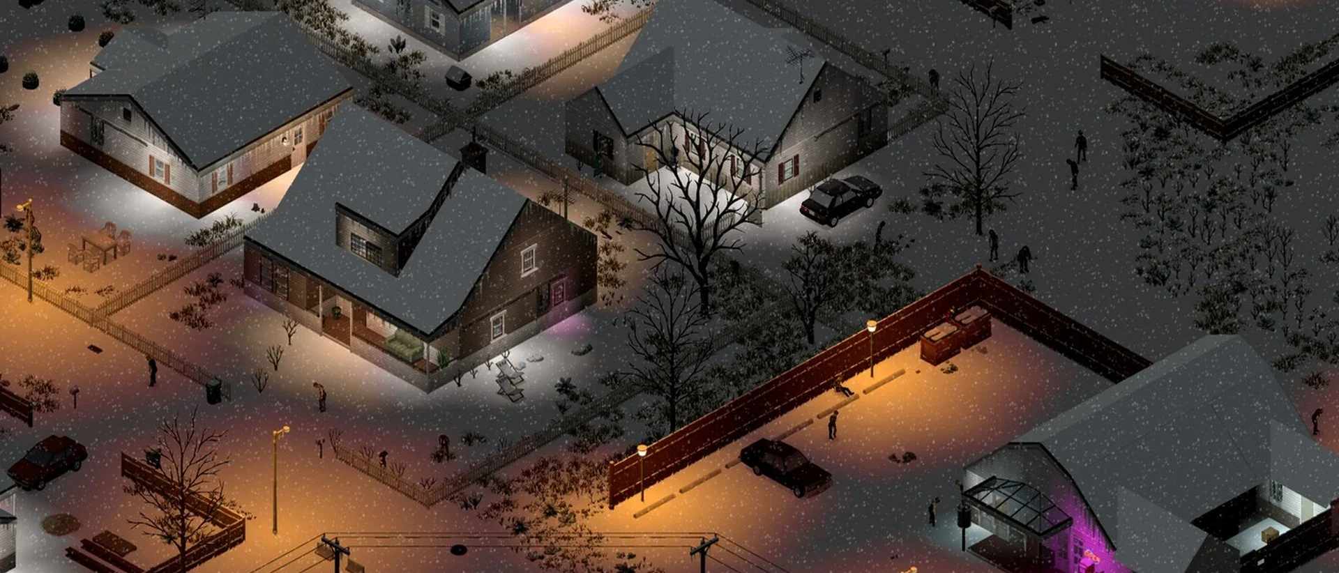 Заснеженная городская улица в Project Zomboid